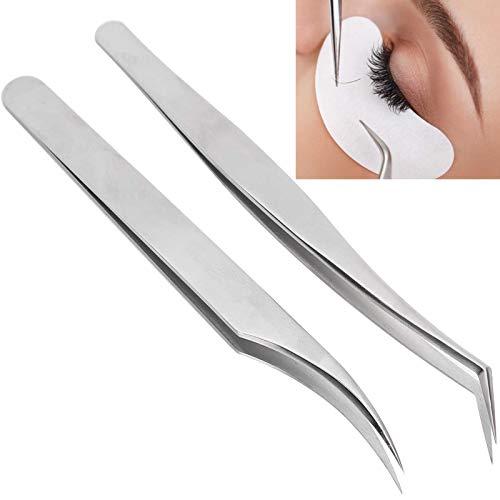 Gerioie Eyelash Tweezers, Stainless Steel Anti-Skid Eyelash Grafting Tweezers, Durable for Easy To Handle Grafting, Splitting, Parting Individuals Eyelash Artists