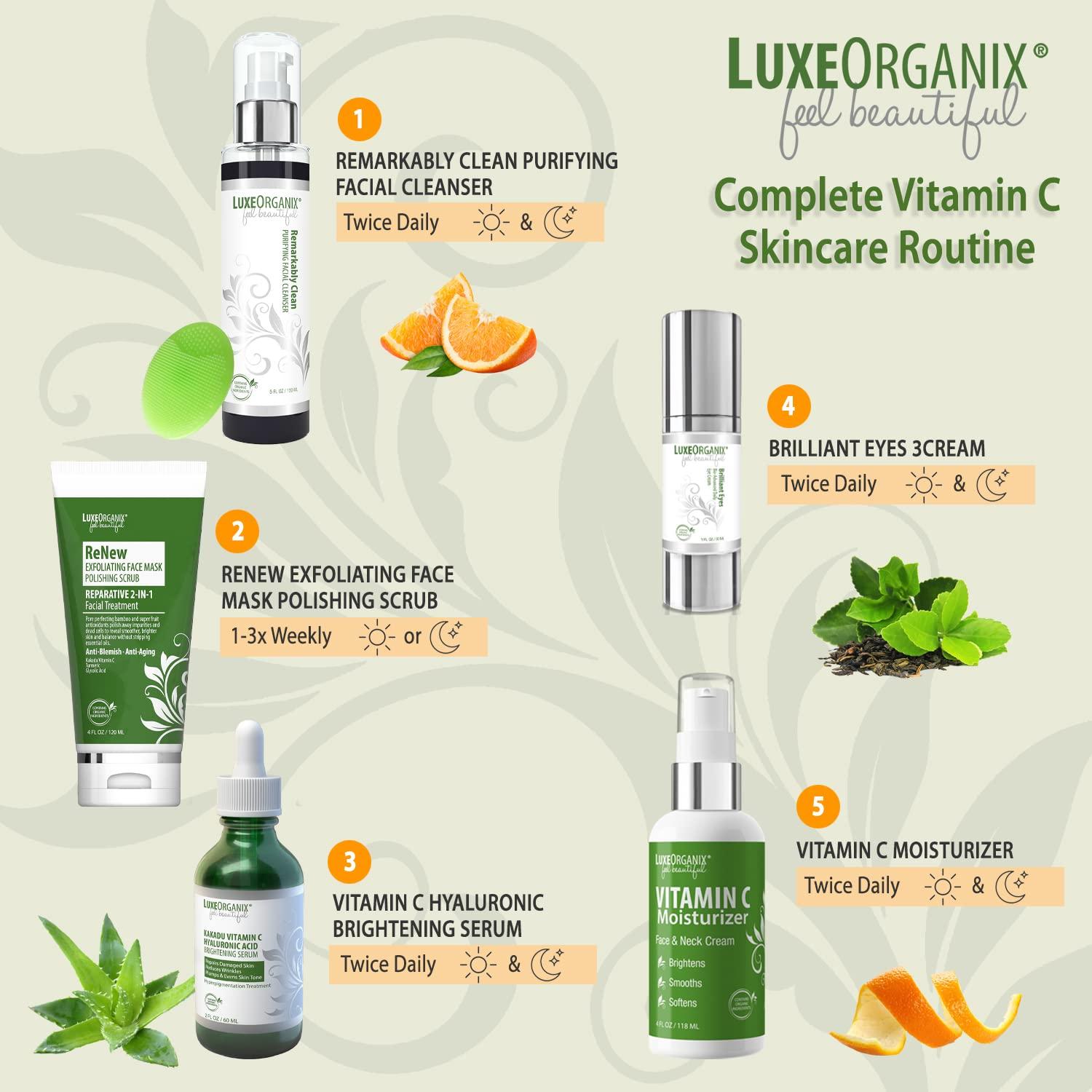 LuxeOrganix LuxeOrganix Organic Vitamin C Face Moisturizer with Anti-Aging, Brightening, and Wrinkle-Smoothing Properties.