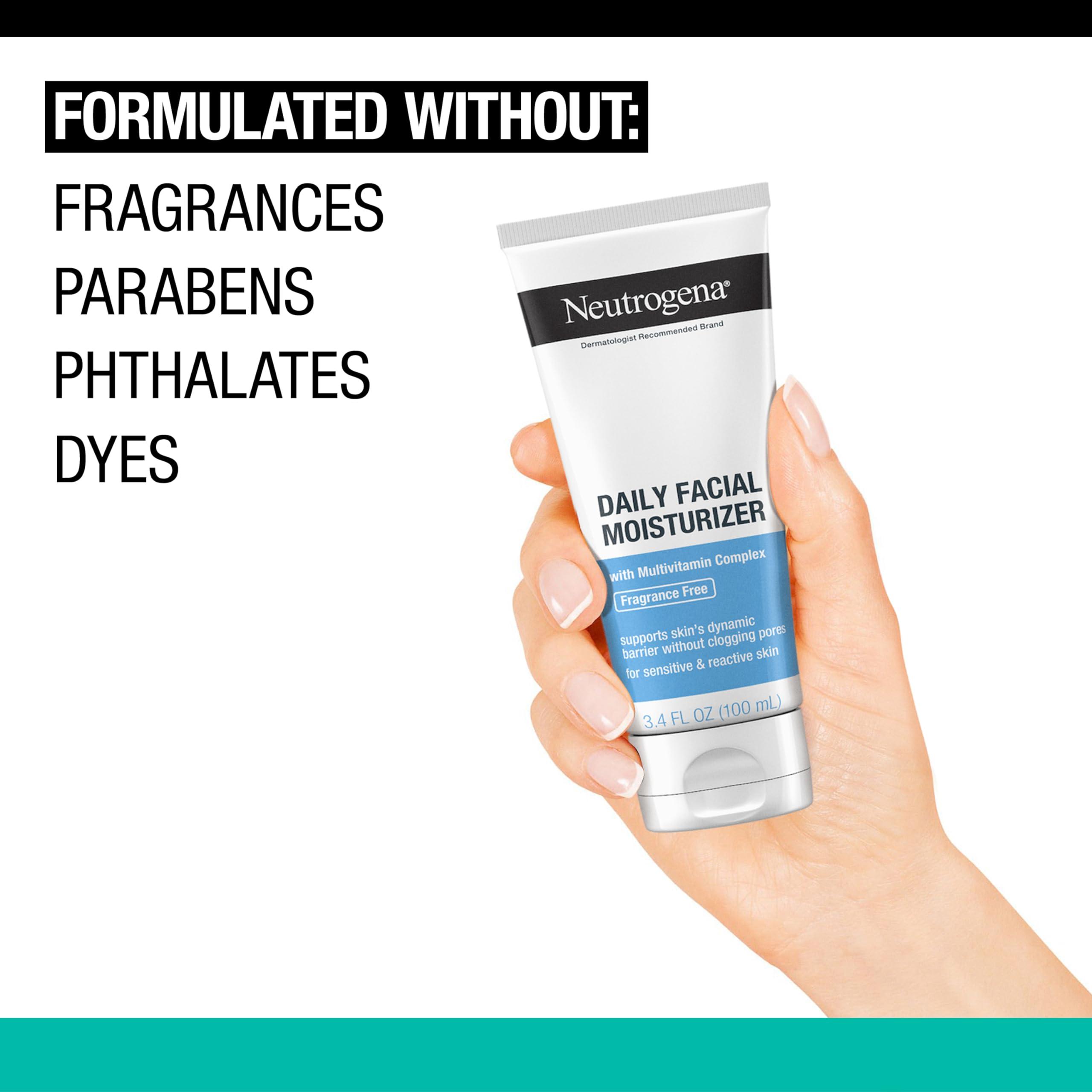 Neutrogena Neutrogena Ultra Gentle Daily Foaming Facial Cleanser, 16 fl. oz, Daily Facial Moisturizer, 3.4 fl. oz, Non-Comedogenic Skincare for Sensitive Skin, 2 Items