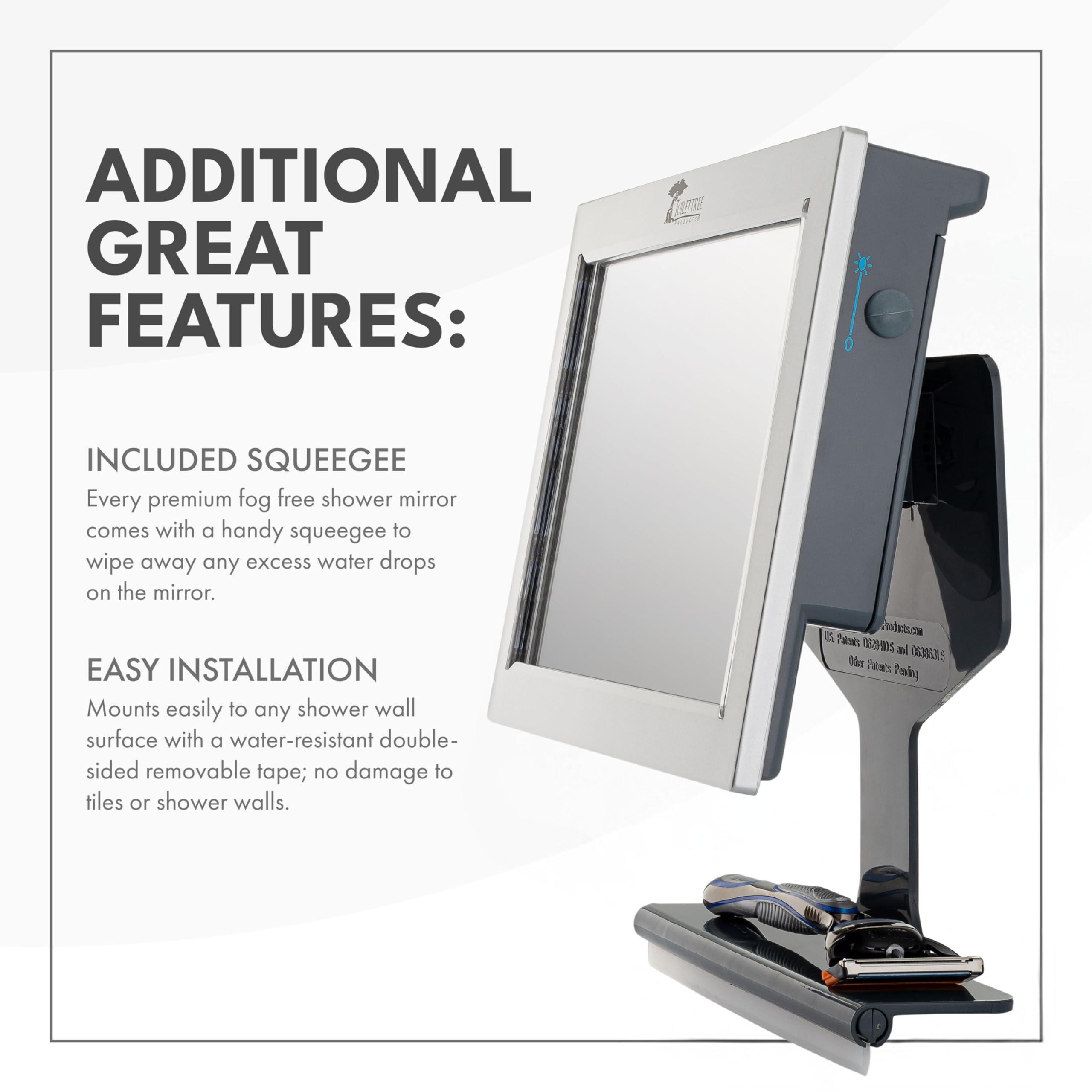 ToiletTree Products ToiletTree Products Original LED Fogless Shower Mirror with Squeegee