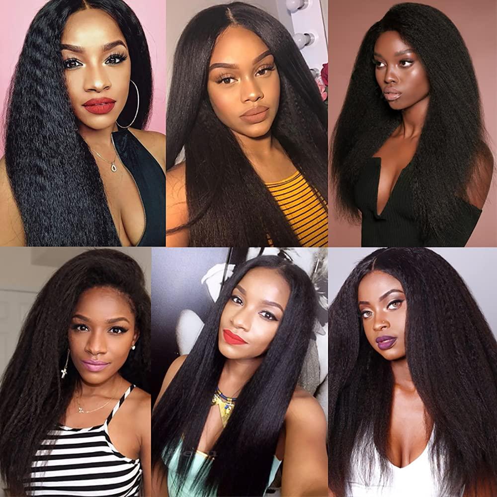 NiegMeag NiegMeag 26 26 26 Inch Yaki Straight Bundles Human Hair Brazilian Kinky Straight Human Hair 3 Bundles Yaki Hair Bundles Virgin Kinky Straight Human Hair Extensions Natural Black 300g