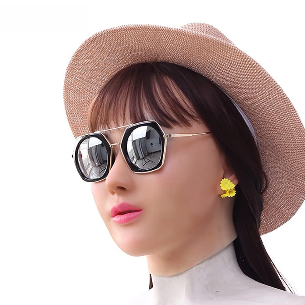 YRZGSAWJ YRZGSAWJ Silicone Female Head Mask Realistic Women Face Mask Named Anjira (Tan)