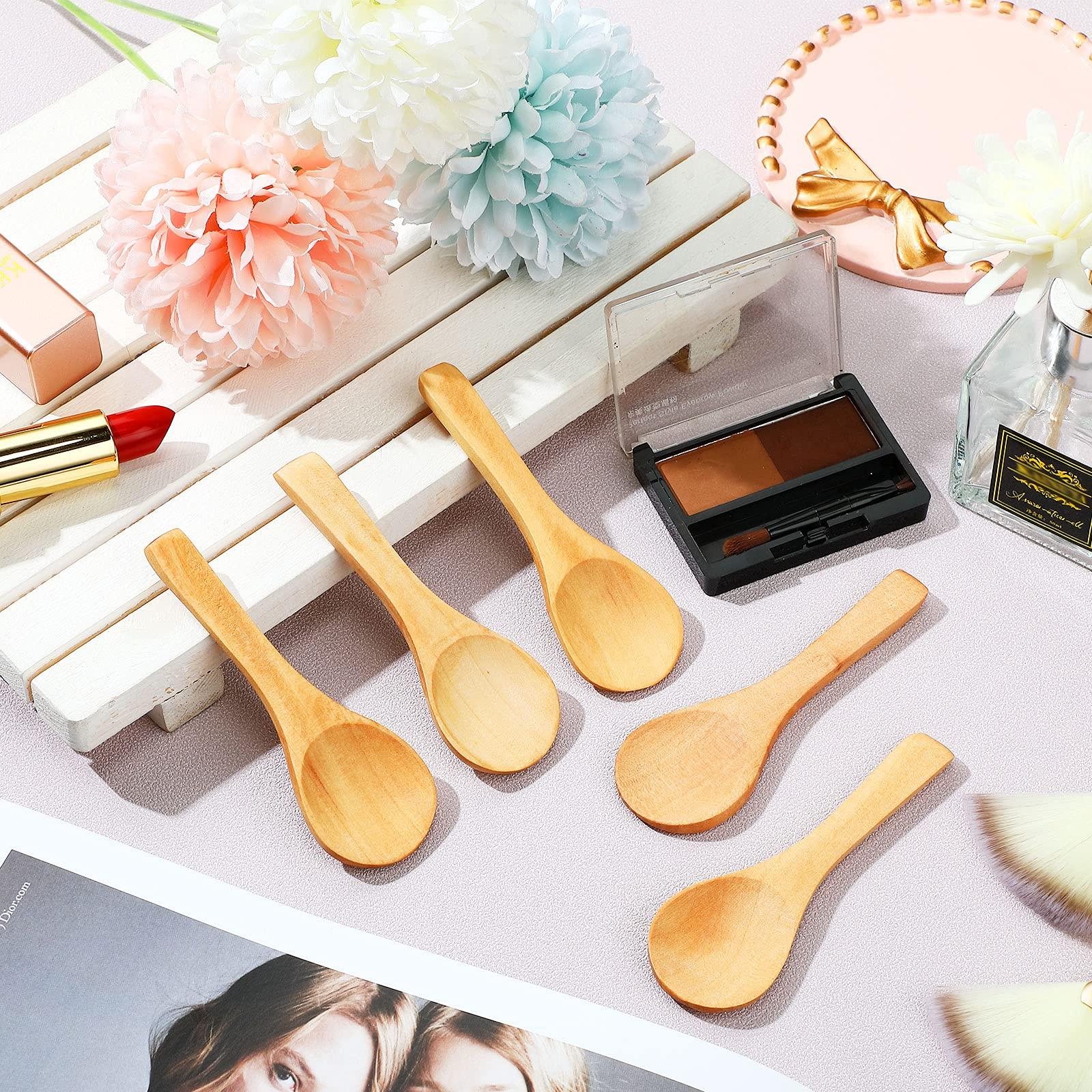Patelai 36 Pieces Small Wooden Spoons Wooden Makeup Spatulas Cosmetic Spoons Mini Nature Beauty Scoop for Women Girls Mixing Makeup, Facial Cosmetic, Skin Care