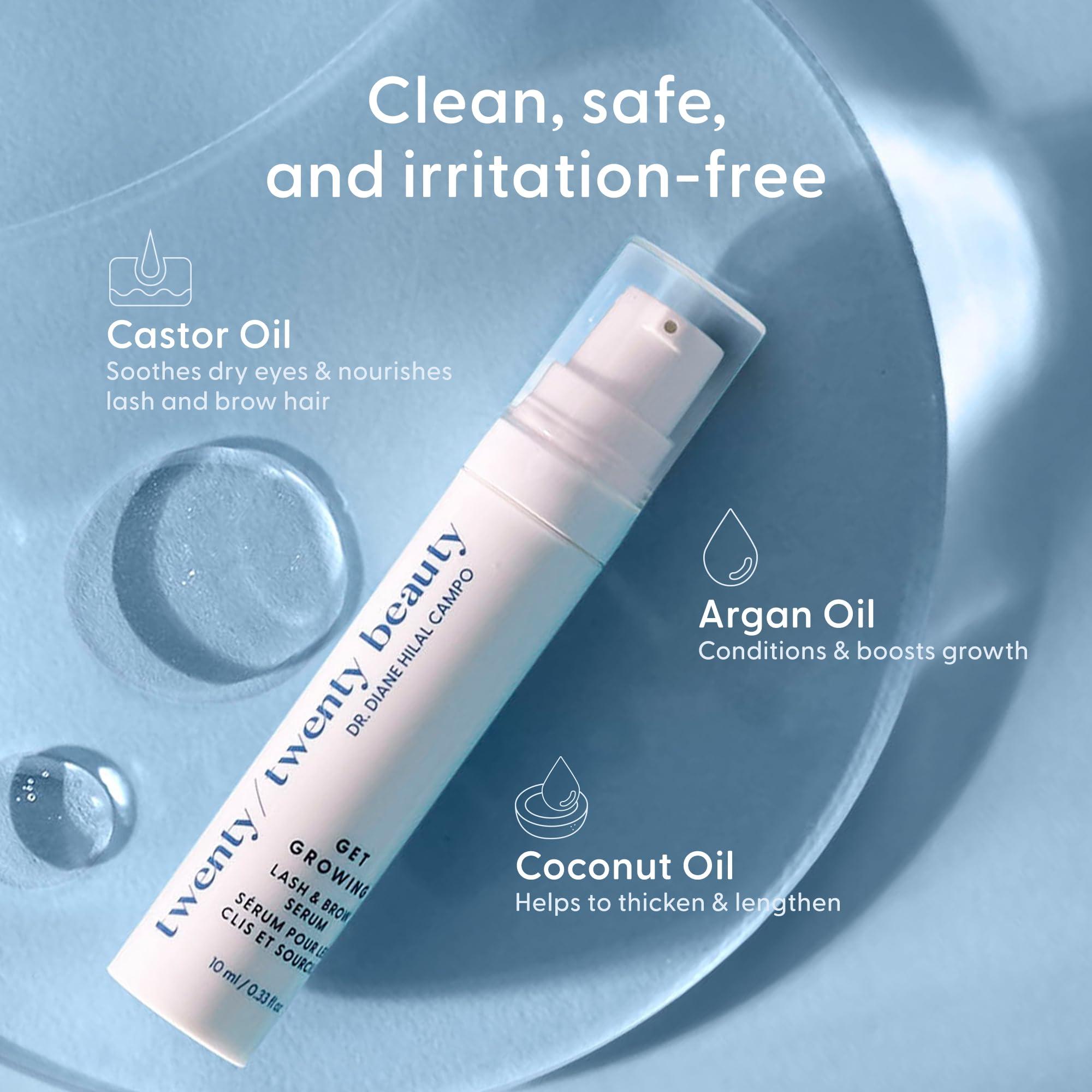 twenty/twenty beauty Get Growing Lash & Brow Serum  Thicker, Fuller Looking Lashes & Brows - Vegan & Safe for Sensitive Eyes - Ophthalmologist Developed - Cruelty-Free, Clean Ingredients