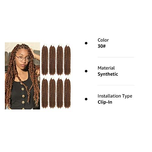 Ceajae Long Passion Twist Hair 18 Inch Water Wave Crochet Hair for Black Women Passion Twist Crochet Hair for Butterfly Locs 8 Pack Curly Crochet Passion Twist Braiding Hair Extensions 30# Caramel Brown