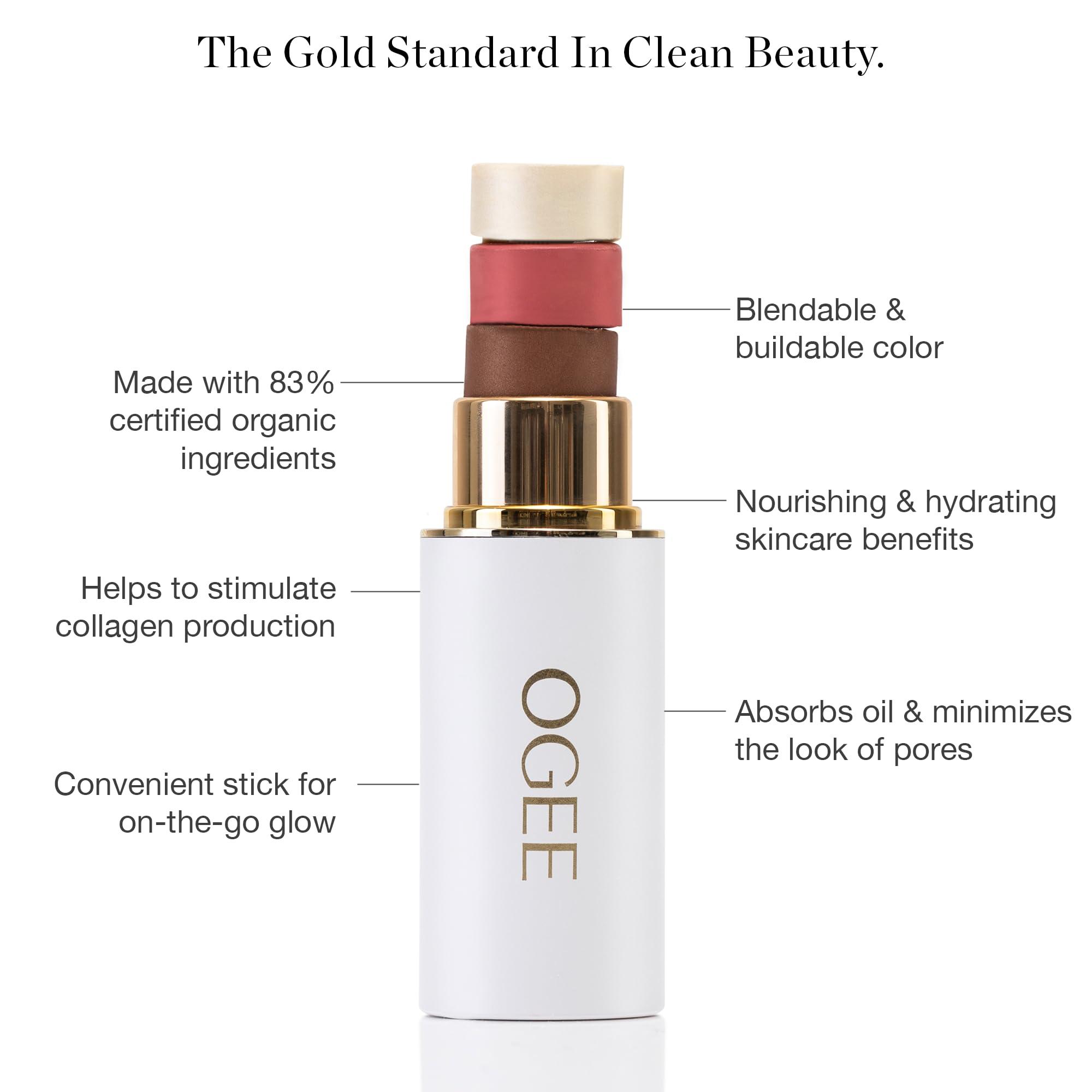 Ogee Ogee Face Stick Trio - Golden Contour Stick Makeup Collection - Certified Organic Bronzer, Blush Stick, and Highlighter Stick for a Flawless Look