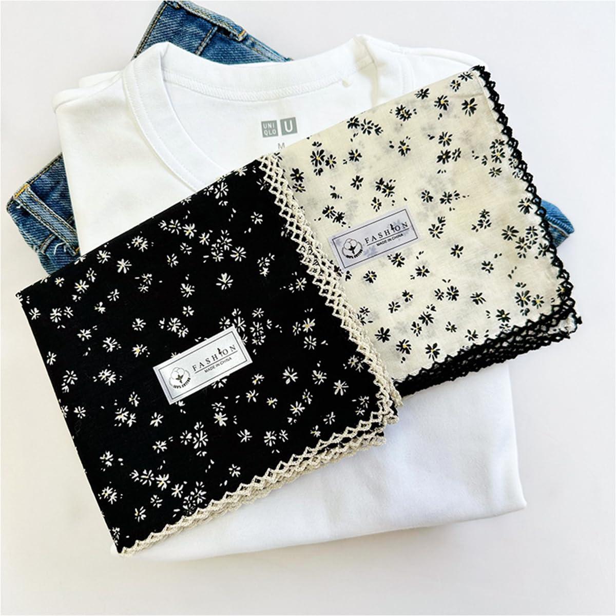 Pemilosci Pemilosci Large Cotton Bandana Headband, Head Wrap, Protective Coverage, Hair Neck Scarf for Women 28 x 28 inch (S32-Dot Floral - White