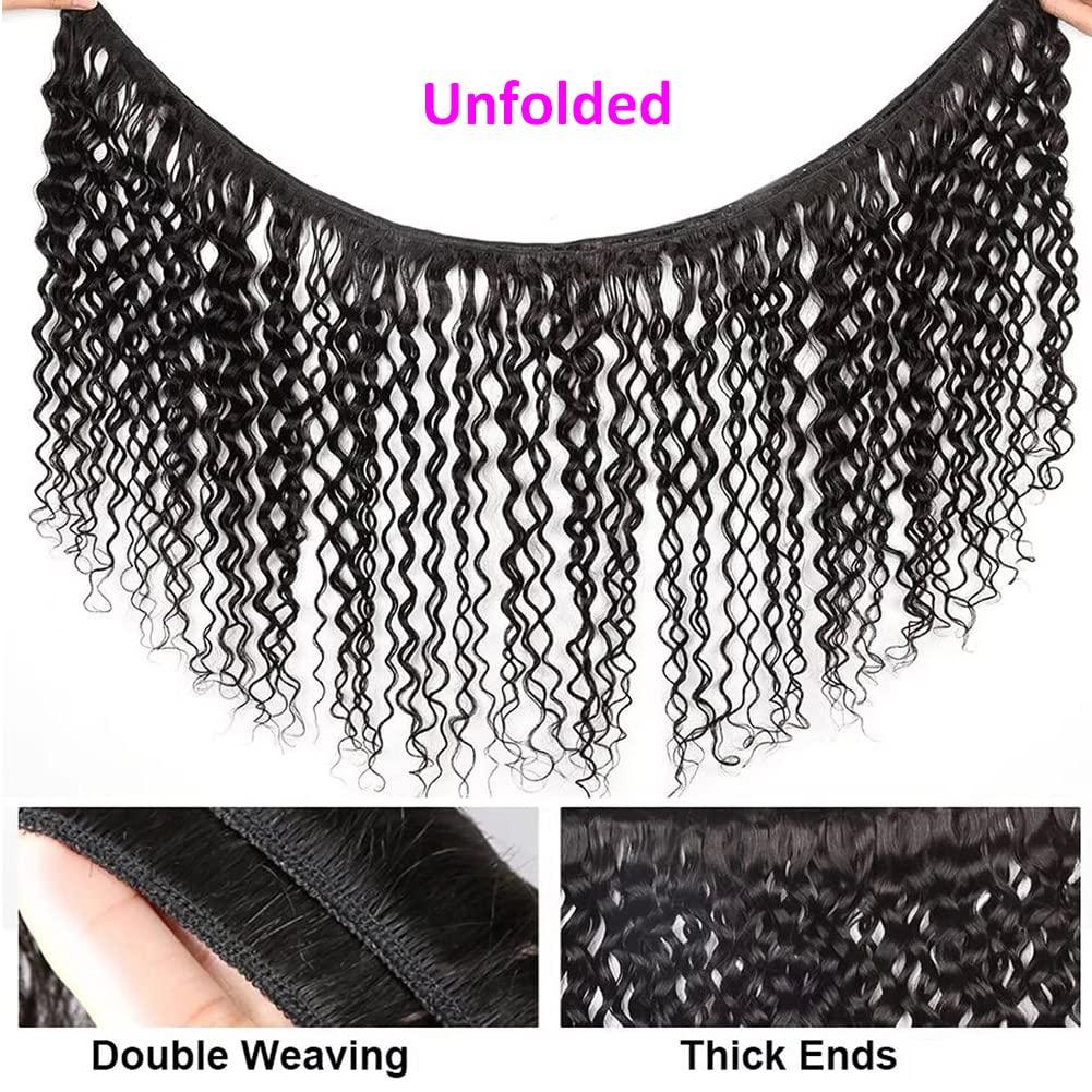 Luduna Water Curly Bundles Human Hair Water Wave Bundles 100% Unprocessed Virgin Remy Human Hair Bundles Wet and Wavy 3 Bundles for Black Women Natural Color