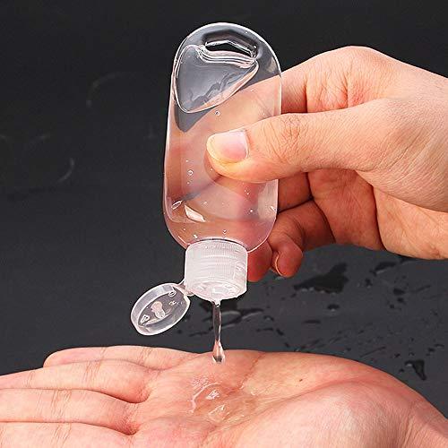LISSO 50 Pack Travel Plastic Clear Keychain Bottles,2 oz Leakproof Refillable Empty Bottles Portable Liquid Squeeze Container Flip Cap (50PC)
