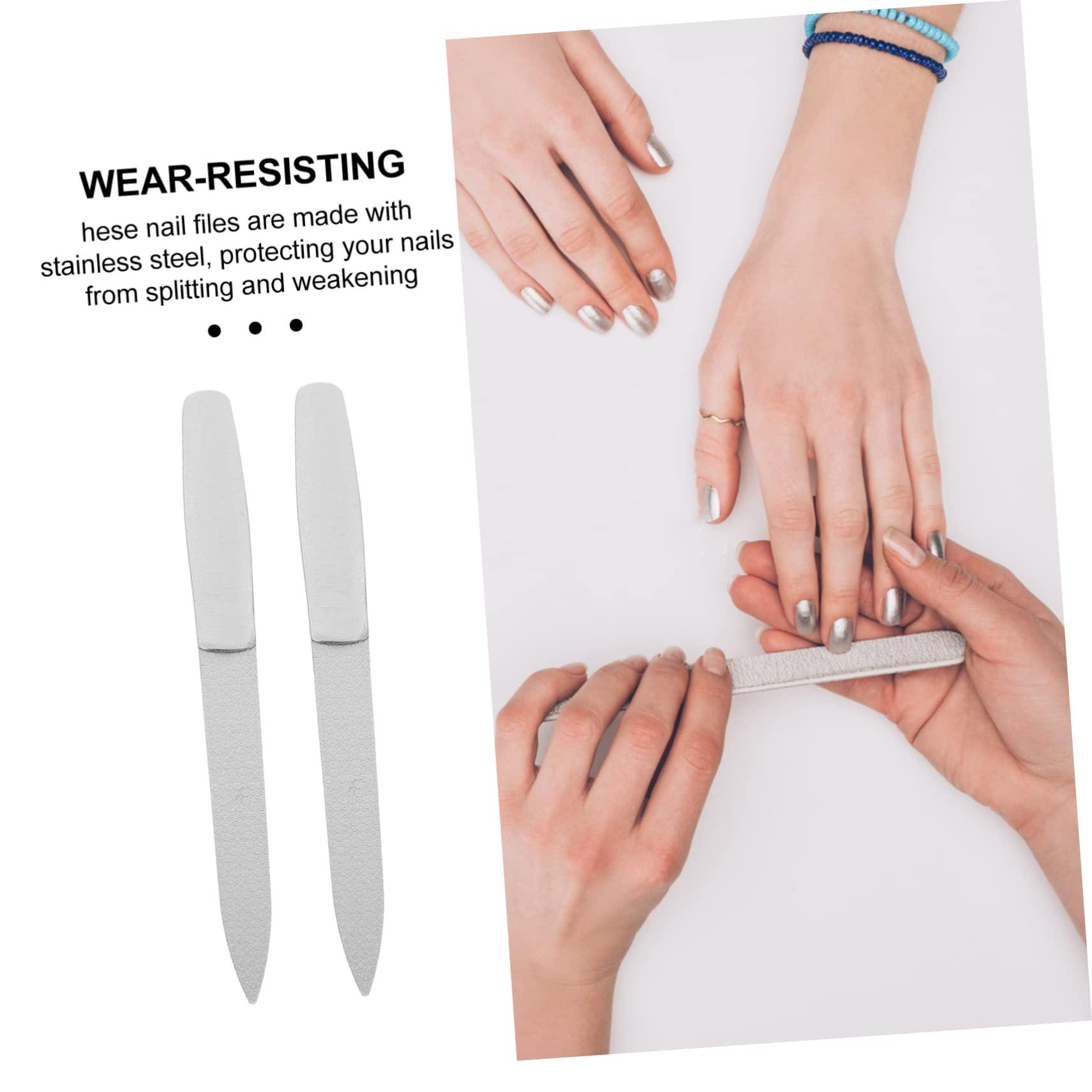 Healeved Healeved 6PCS Stainless Steel Nail Files for Manicure Double-Sided Nail Buffers Nail Art Tools Metal Nail File for Home Office Travel