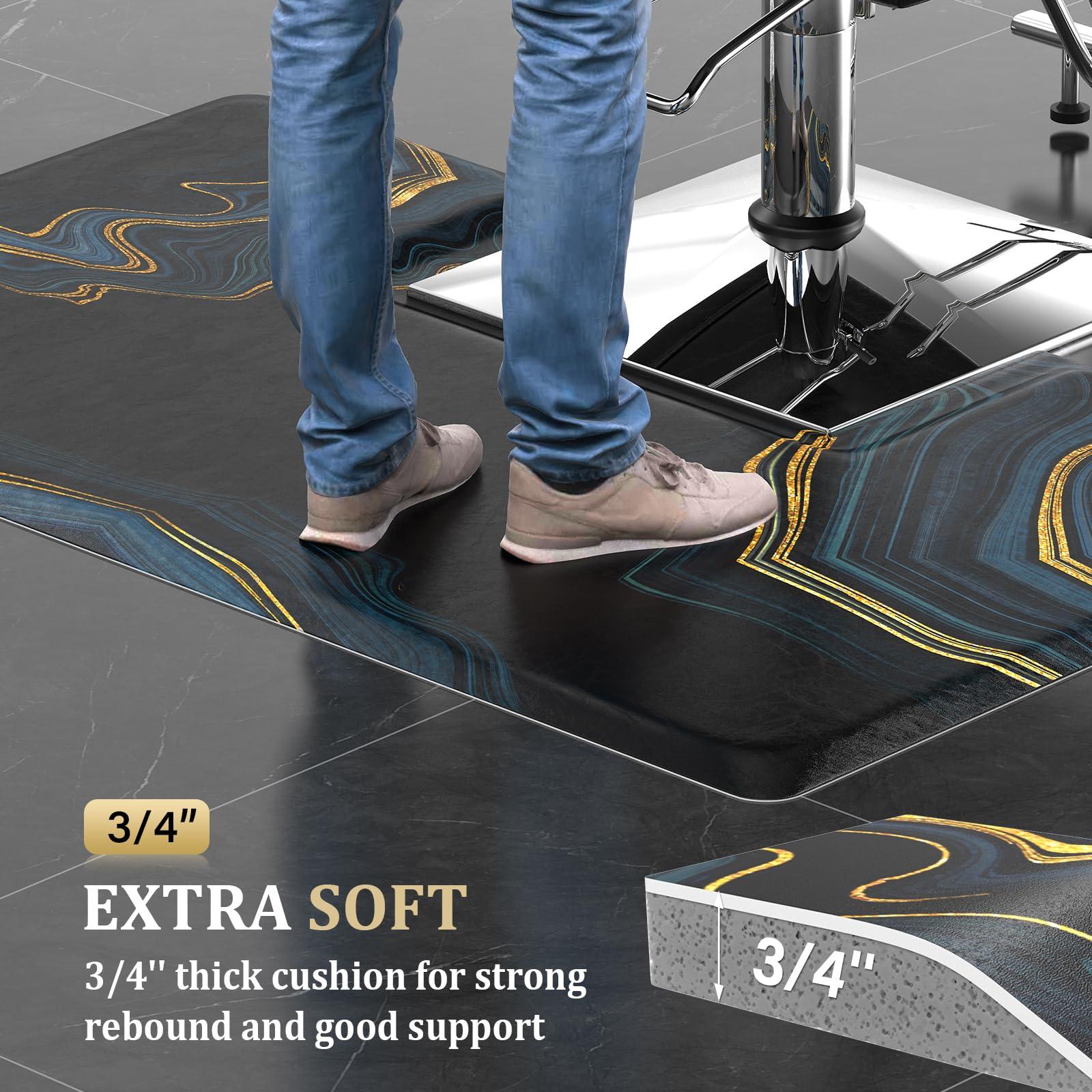 OmySalon OmySalon 3x5x3/4\'\' Thick Salon Mats for Hair Stylist Anti Fatigue, Barber Floor Mat with Square Base, Salon Chair Mat Hairdresser Standing, Anti-Slip Easy Cleaning