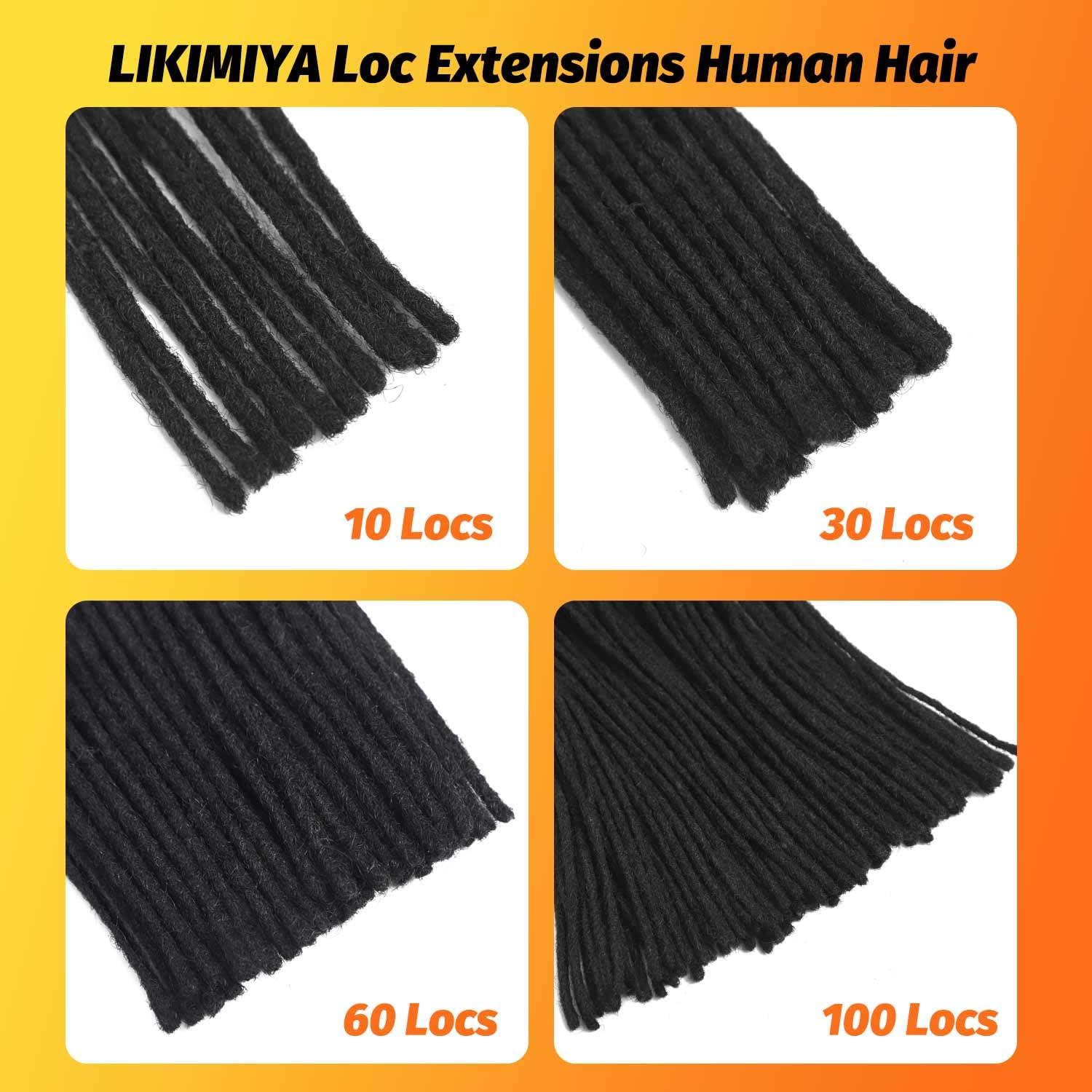 LIKIMIYA Loc Extensions Human Hair Dreadlock Extensions Human Hair Loc Extensions Dreads Extensions for Men Women Kids Real Human Hair Locs Handmade Permanent Locs 0.4 cm 8 Inch (1B 20 Locs, T30 10 Locs)