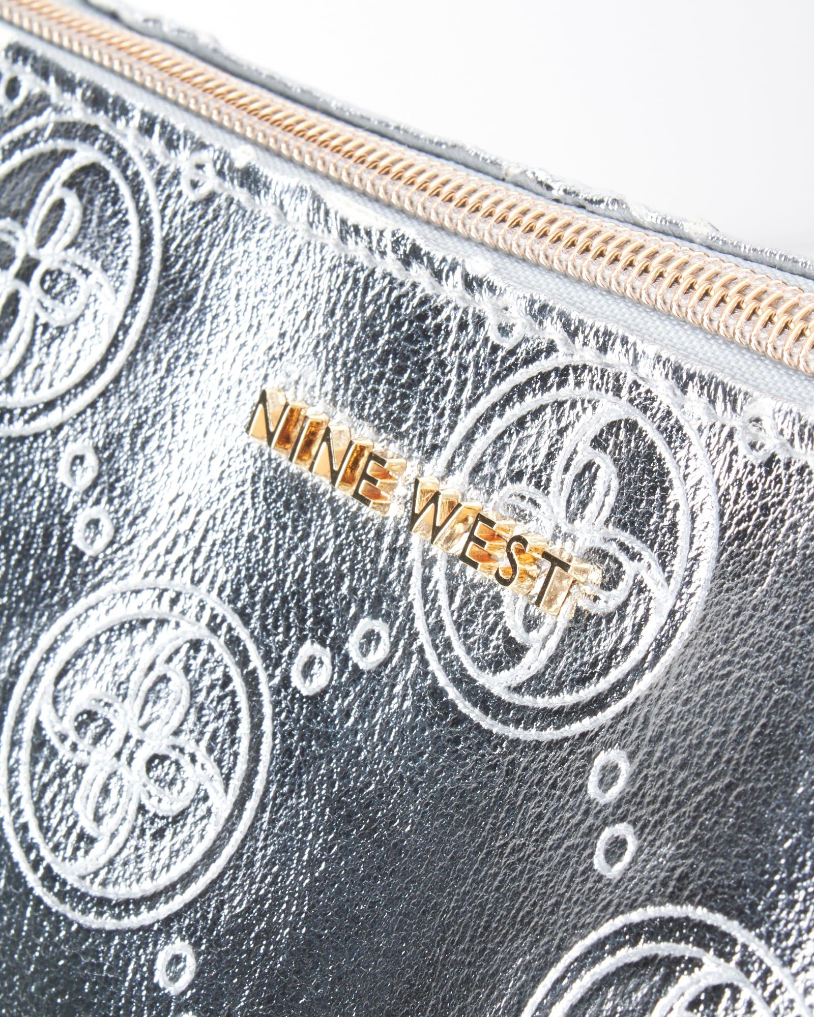 Nine West Nine West Women\'s Cosmetics Bag - Travel Makeup and Toiletries Top Zip Wedge Pouch, Grey