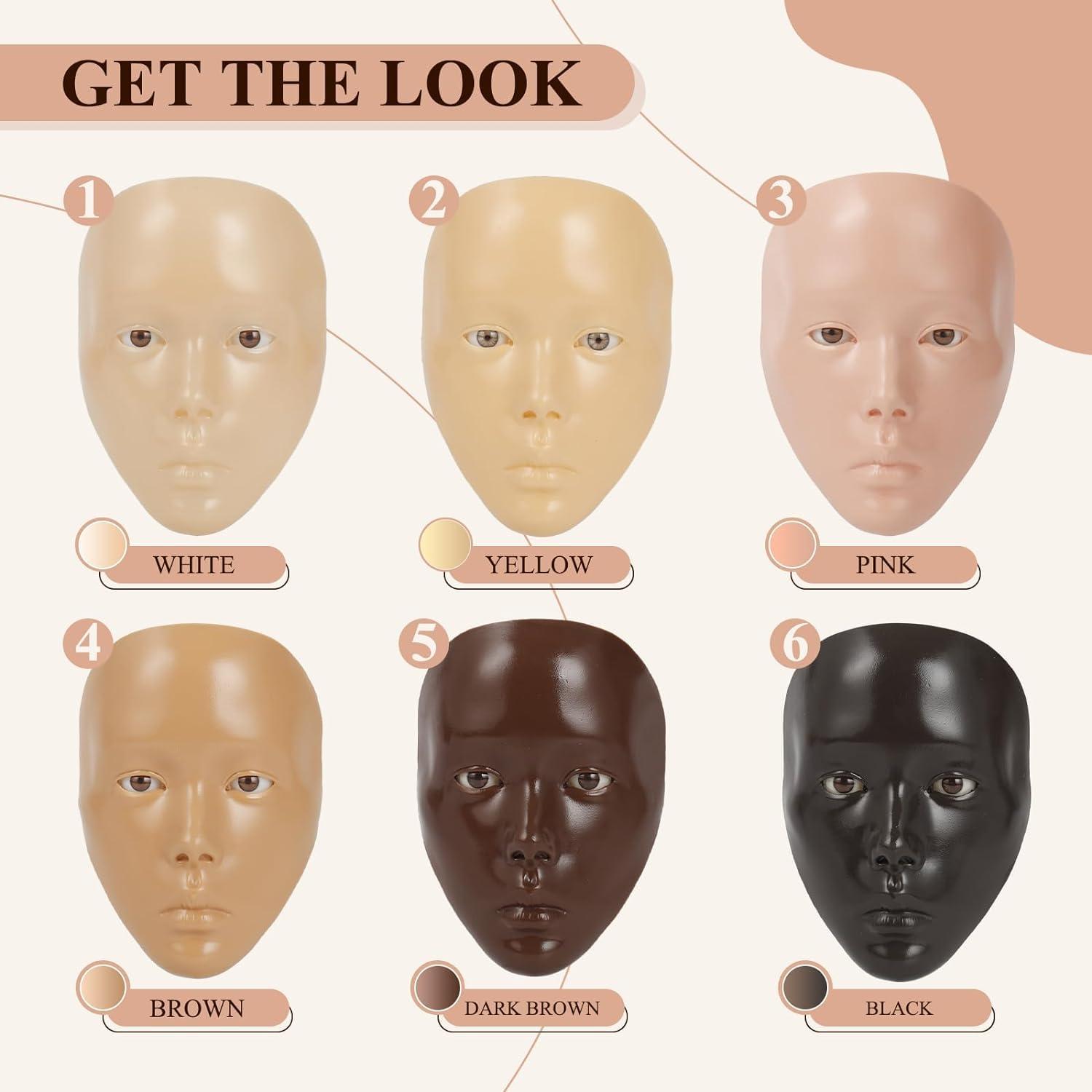 SWHDT Practice Makeup Face, Face Painting Mannequin Head with Stand, 5D Reusable Silicone Makeup Face Practice, Mannequin Head for Makeup with Makeup Kit, Practice Face for Makeup Artist & Beginner, Pink