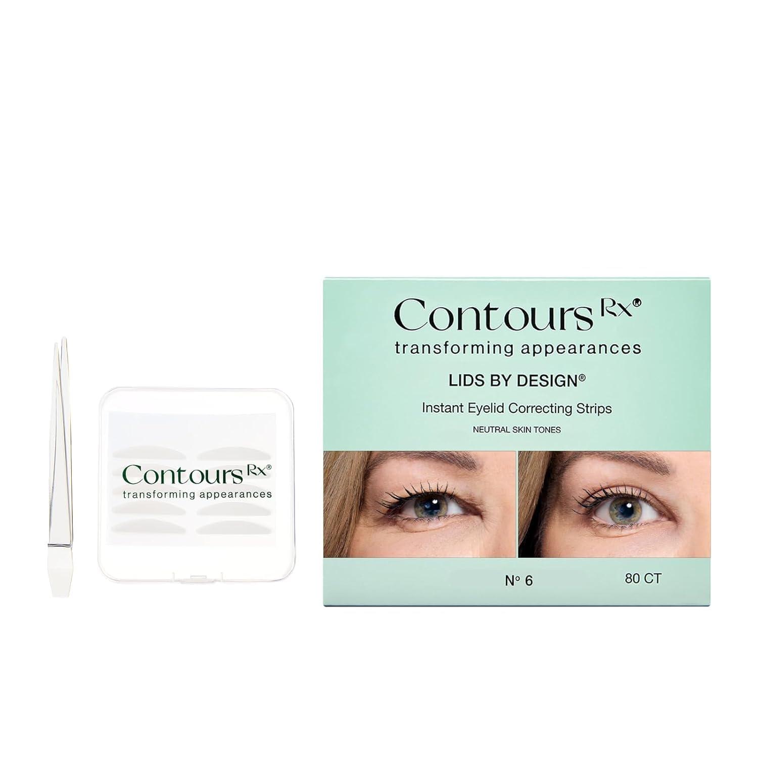 Contours RX Contours Rx Lids by Design - Medical Grade Instant Eyelid Correcting Strips for Heavy, Hooded, & Droopy Lids - Invisible, and Hypoallergenic Eyelid Tape - (6mm) 160ct