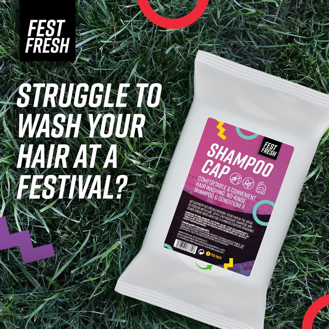 FestFresh FestFresh No-Rinse Shampoo Cap Hair Wash | Rinse-Free Waterless Shower | Perfect for Camping, Backpacking and Festivals | 1 Cap, White