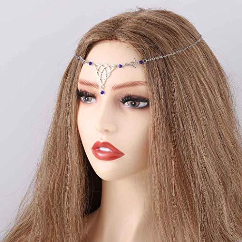 Bomine Bomine Boho Head Chain Crystal Hair Chain Forehead Festival Wedding Headpieces Hair Acessories for Women and Girls (Blue)