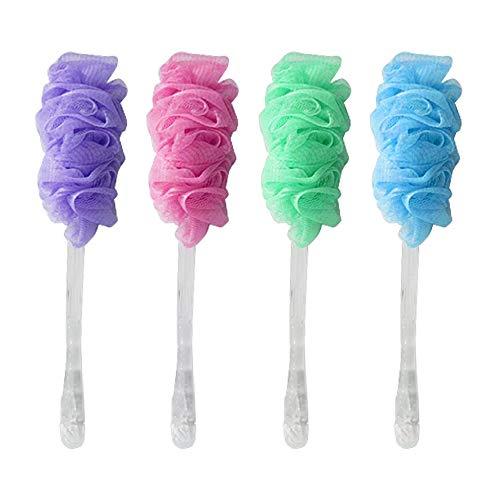 AllTopBargains 1 Shower Back Body Mesh Brush Long Handle Scrubber Bath Sponge Cleaning Massager