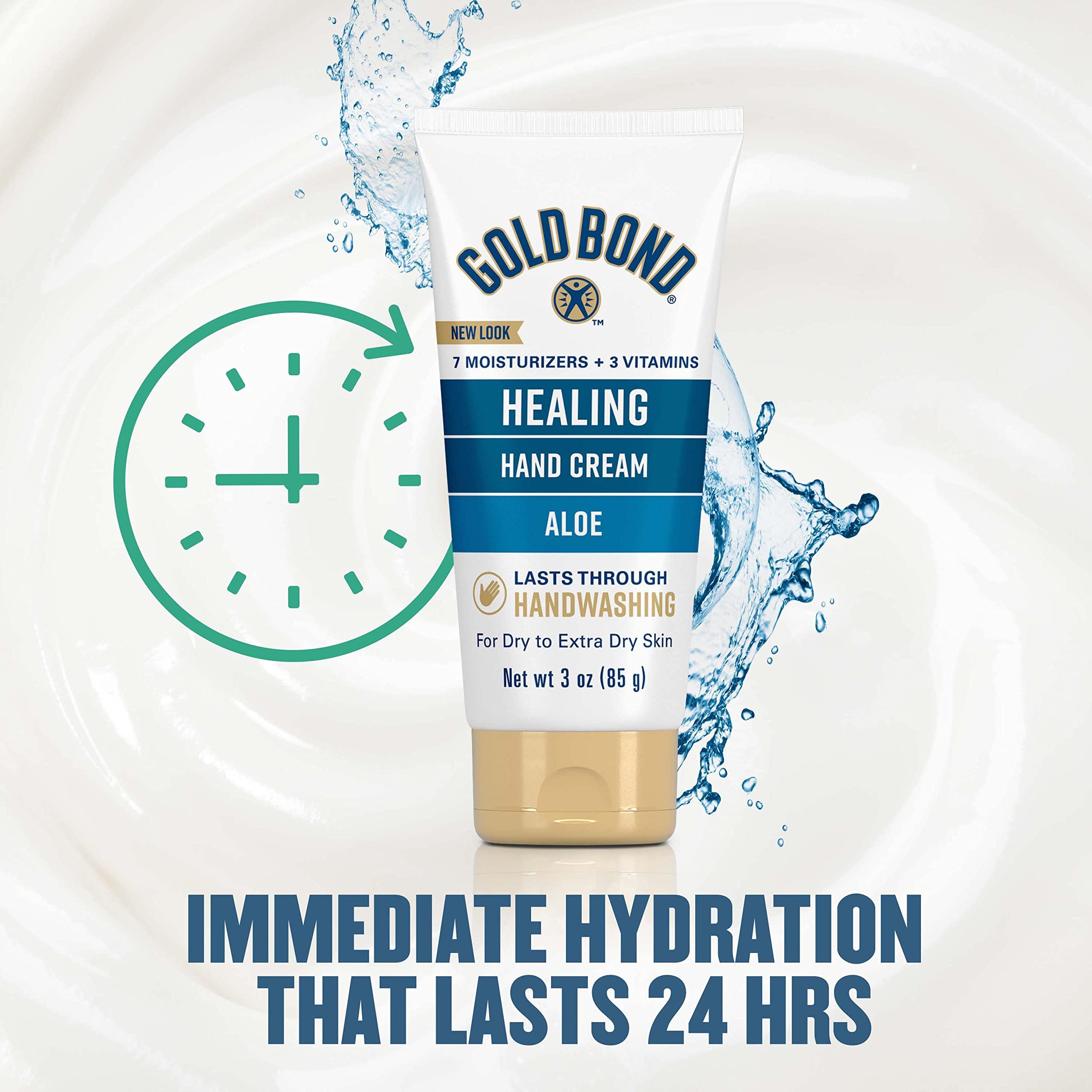 Gold Bond Gold Bond Healing Hand Cream, With Aloe, Hand Lotion for Dry Skin That Lasts Through Handwashing, 3 oz. (Pack of 2)