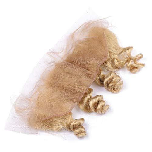 Generic #613 Blonde Loose Wave Brazilian Human Hair 3 Bundles and Frontal Ear to Ear 4Pcs Lot Bleach Blonde Loose Wavy Virgin Human Hair Lace Frontal 13x4 with Weave Wefts (10 10 10 with 8)