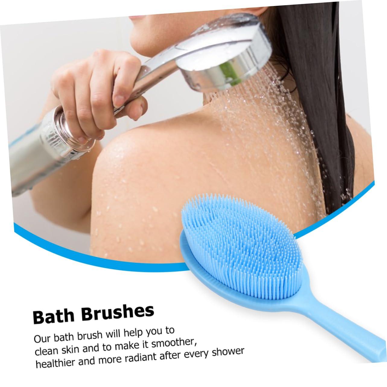 MERRYHAPY MERRYHAPY Silicone Bath Brush Back Scrub Brush Body Wash Scrubber Shower Brush Cleaning Brush Back Scrubber for Shower Bath Body Brush Back Brush for Shower Handle Blue