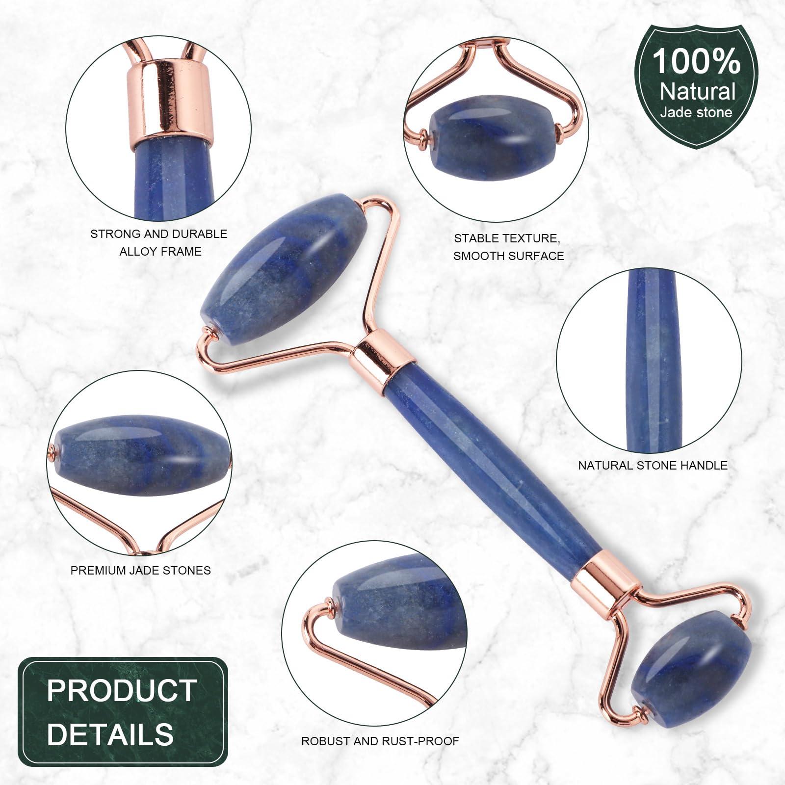 XYZBSTAR XYZBSTAR Jade Roller for Face, Facial Roller Massager Skin Care Tool, Gua Sha Facial Tools for Face, Neck, Eyes, Reduce Puffiness of The Skin(Blue)