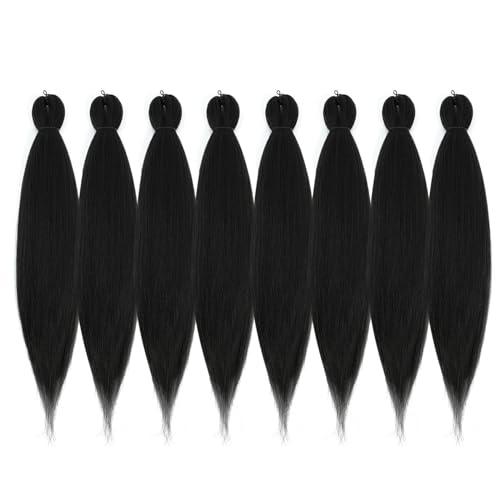 DIFUNEE DIFUNEE Pre-stretched Braiding Hair - 16 Inch 8 Packs Natural Black Short Braiding Hair For Twist or Box Braids, Yaki Texture Hot Water Setting Synthetic Braiding Hair Extensions (16 Inch, 1B-8P)