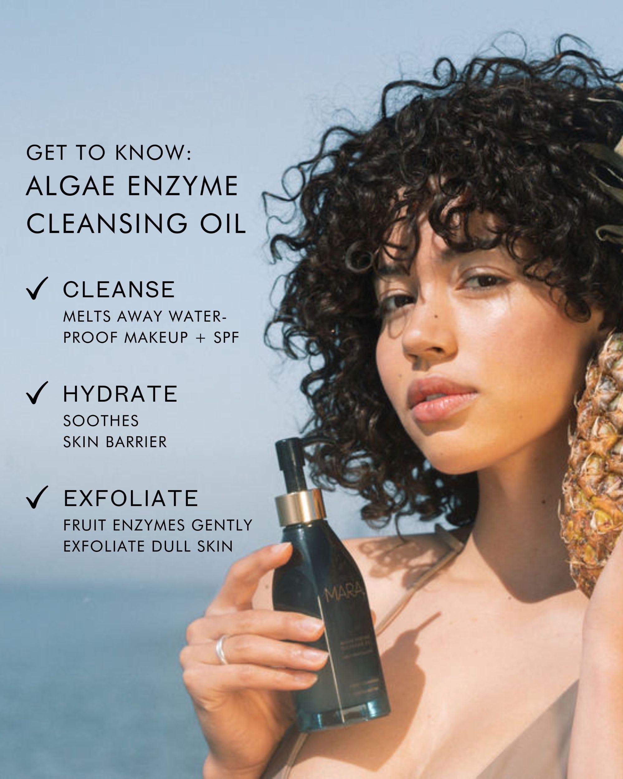 MARA MARA - Natural Chia + Moringa Algae Enzyme Cleansing Oil | Plant-Based, Gluten-Free Skin Care | For All Skin Types, Hypoallergenic, Hydrating, Exfoliating, Make-Up Remover (4 oz | 120 ml)