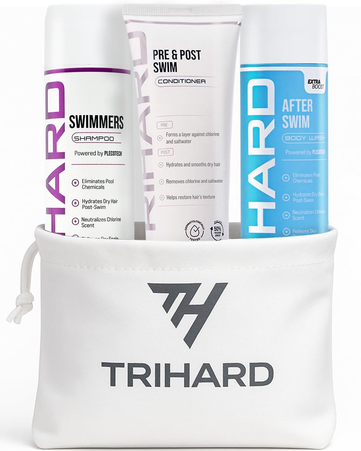 TRIHARD Complete Chlorine Removal Bundle By TRIHARD | Shampoo, Conditioner, Body Wash | Ultimate Pre & Post Swim Care