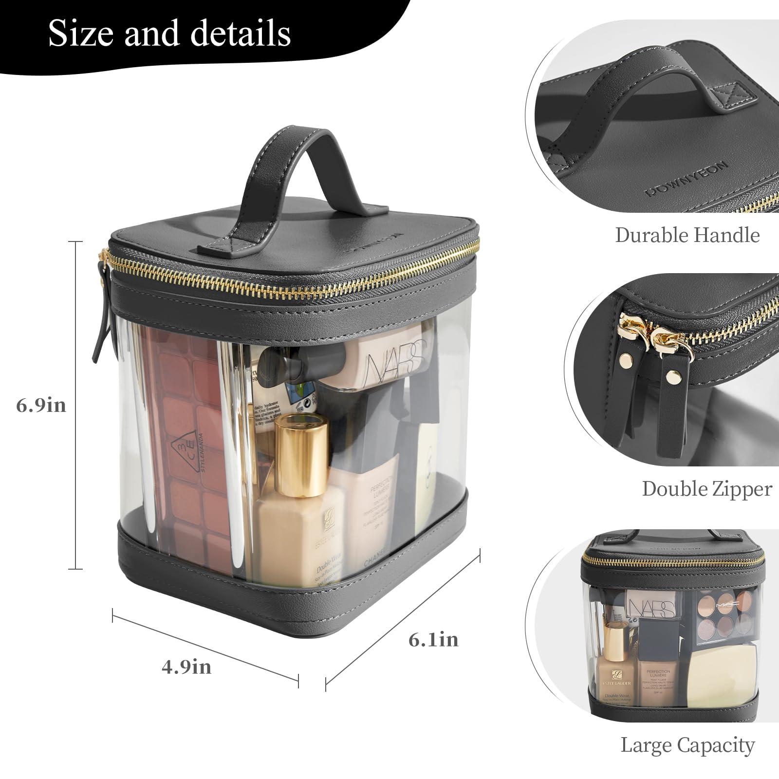 ROWNYEON ROWNYEON Large CLear Travel Makeup Bag for WomenTransparent Cosmetic Bag with HandlePortable Makeup Case OrganizerWaterproof Toiletry Organizer Train Case