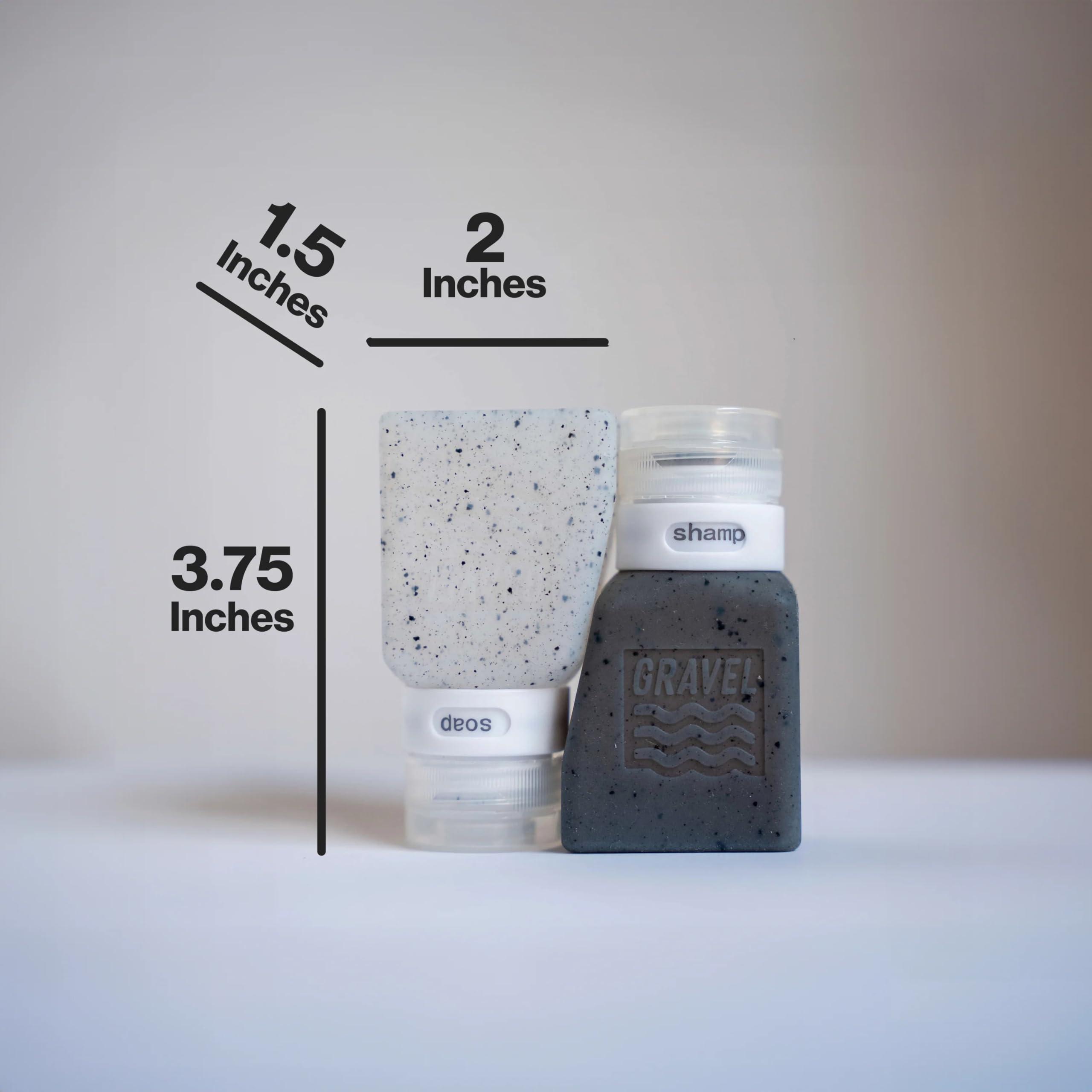 Gravel Gravel Travel Bottles 3oz (2-Pack)  Leakproof, BPA-Free, TSA Approved with Label System (Clear & Gray)