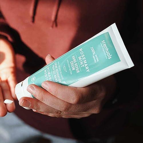 Scentuals Hand Cream with Rosemary & Mint Essential Oil, Shea Butter, Cocoa Butter, Argan & Almond oil, Vitamin E and Aloe Vera, for Moisturizing Dry Hands, Cruelty Free, Natural Skin Care, 100 ml, 3.4 fl.oz
