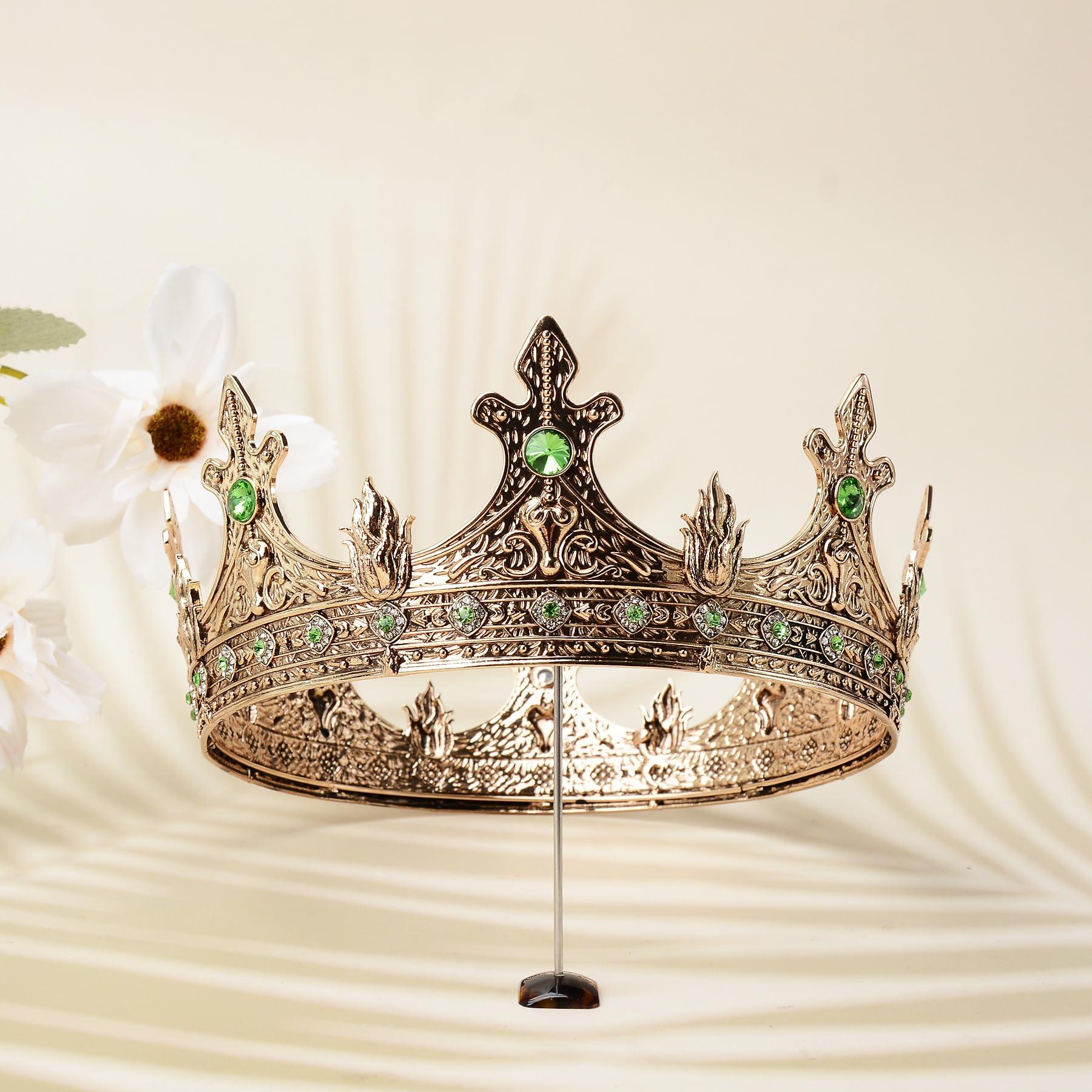 S SNUOY S SNUOY Gold Crown for Men Royal king Crown Medieval Tiaras Metal Headpieces Costume Headwear for Prom Cosplay Birthday Party Hat