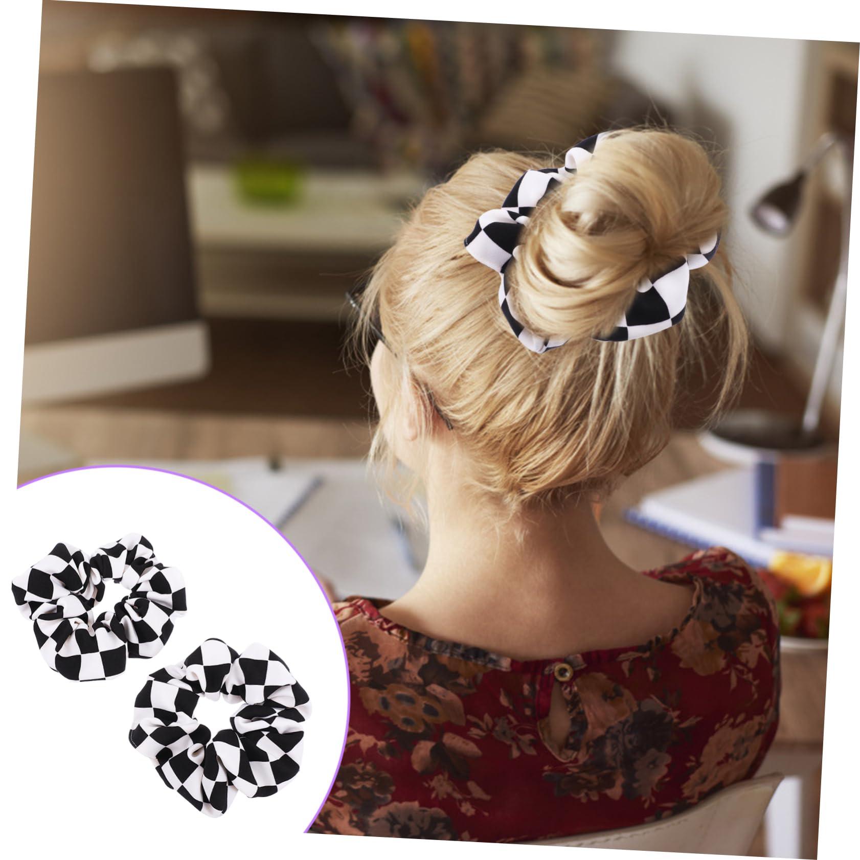 Beaupretty Beaupretty 4 Pcs Black and White Checkered Hair Rope The Devil Chessboard Thick Scrunchies for Women Hair Bows for Hairbands Scrunchie with Zip Checkerboard Black Hair Scrunchie Chiffon