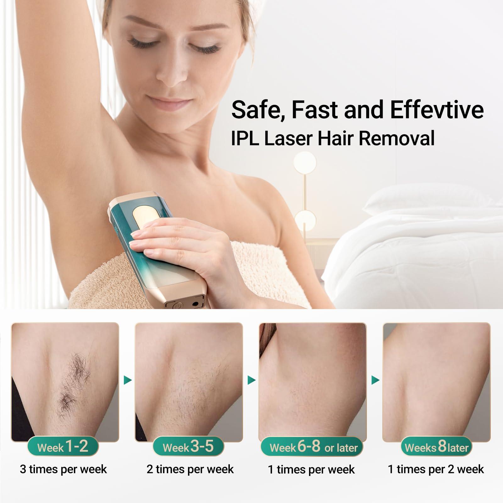 Sextupole IPL Laser Hair Removal for Woman and Men,Sextupole Hair Removal Device with Ice Cooling Care Function, Visible Results in 2 Weeks, Laser Hair Removal Care Painless Safe Gentle at Home Full Body,Green
