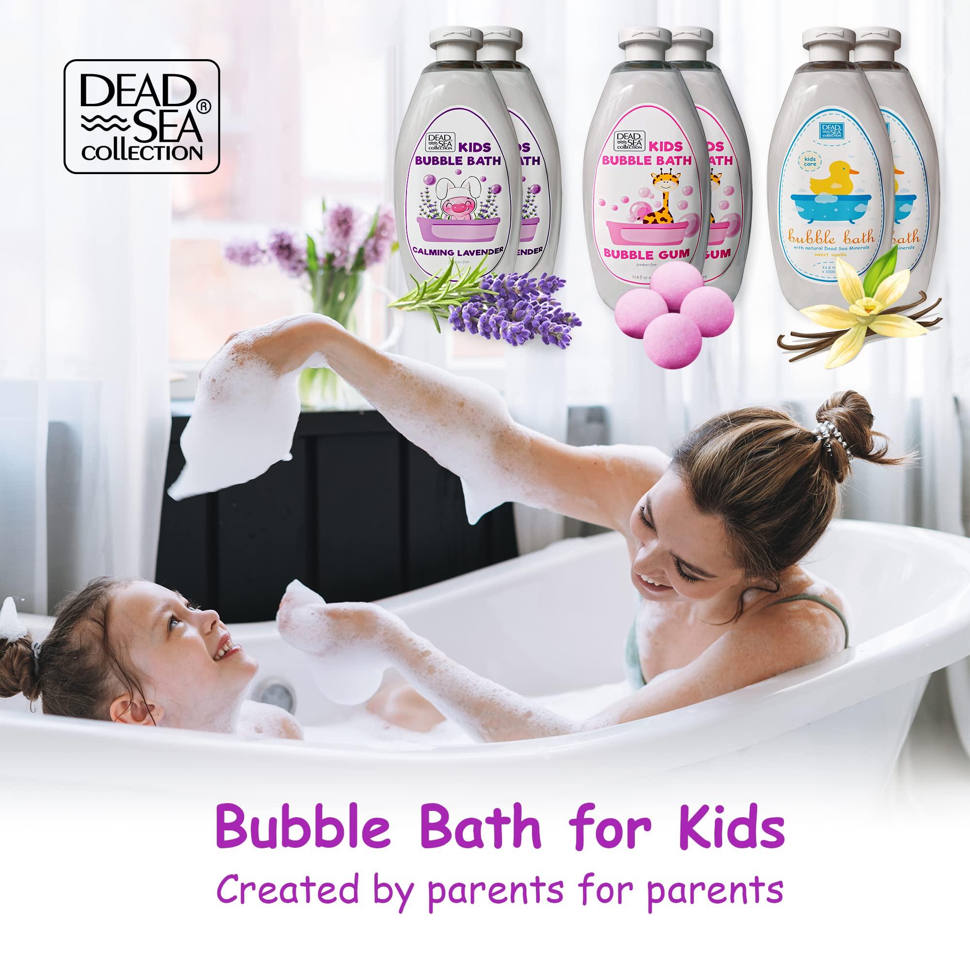 Dead Sea Collection Dead Sea Collection Lavender Body Wash Pack of 2 (67.6 fl. oz) and Dead Sea Collection Bubble Bath Kids with Calming Lavender Scent Pack of 2 Large Bottle (33,8 fl oz Each) - Bundle
