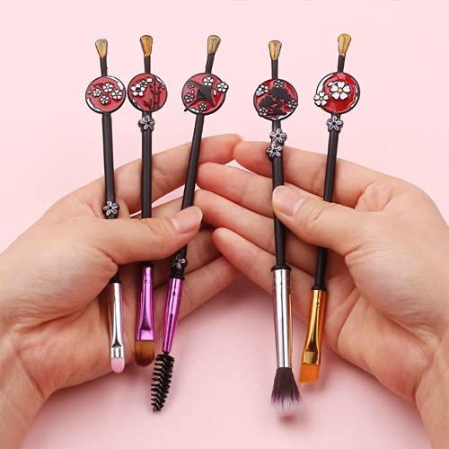 Abnana Abnana 5Pcs Japanese Cherry Blossoms Makeup Brushes Set Cosmetic Tool with Storage Bag