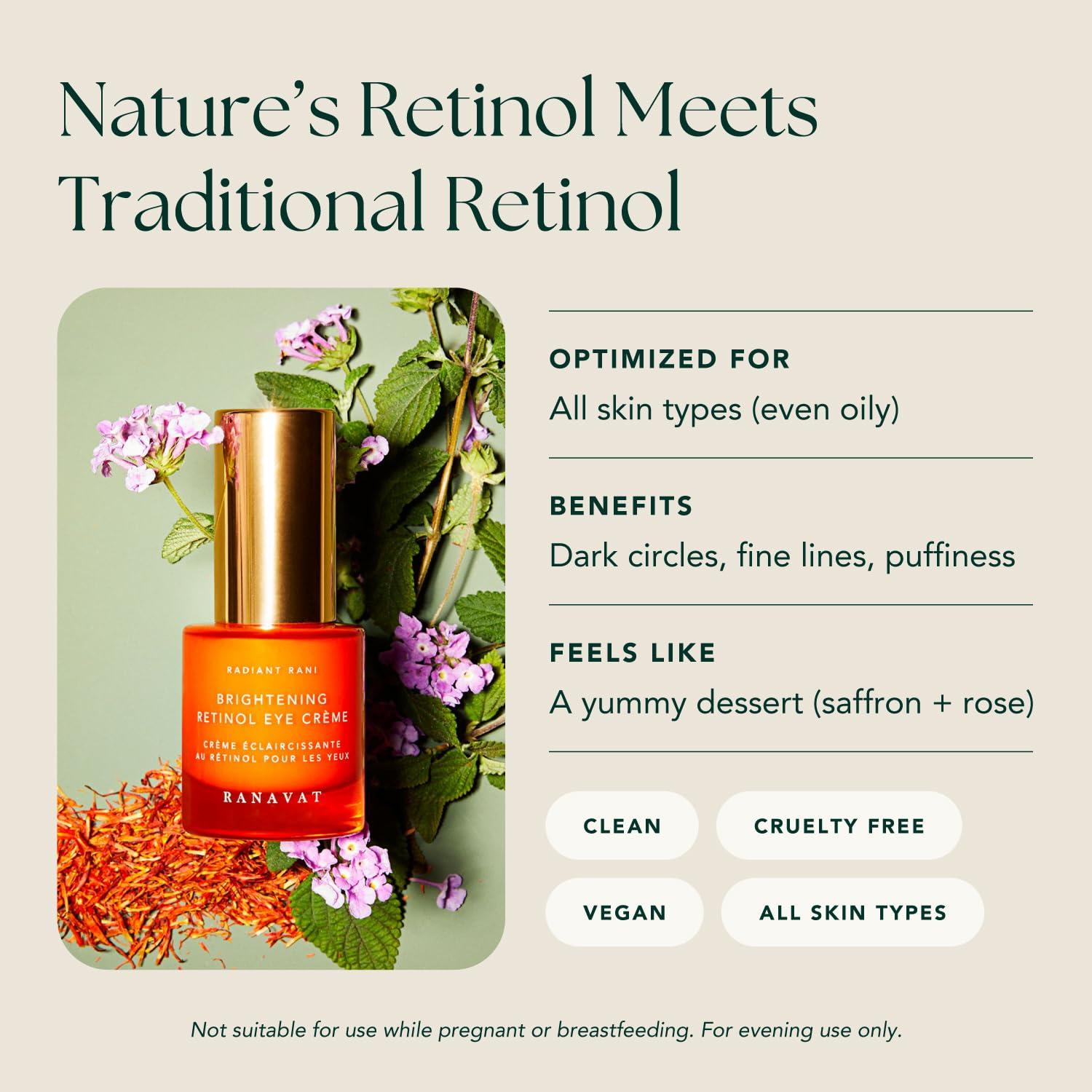 RANAVAT BOTANICS RANAVAT BOTANICS RANAVAT Radiant Rani - Brightening Saffron Serum & Retinol Eye Creme Duo - Diminish Hyperpigmentation and Increase Radiance with Facial Serum (2 Piece)