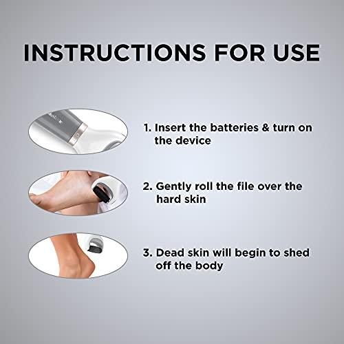 Brookstone Brookstone Electric Callus Remover with Callus Remover Refills | 3 Diamond Crystal Infused Rollers for Dry Feet, Cracked Heels, and Foot Exfoliator | Pedicure Tools for at Home Foot Care | Rose Gold