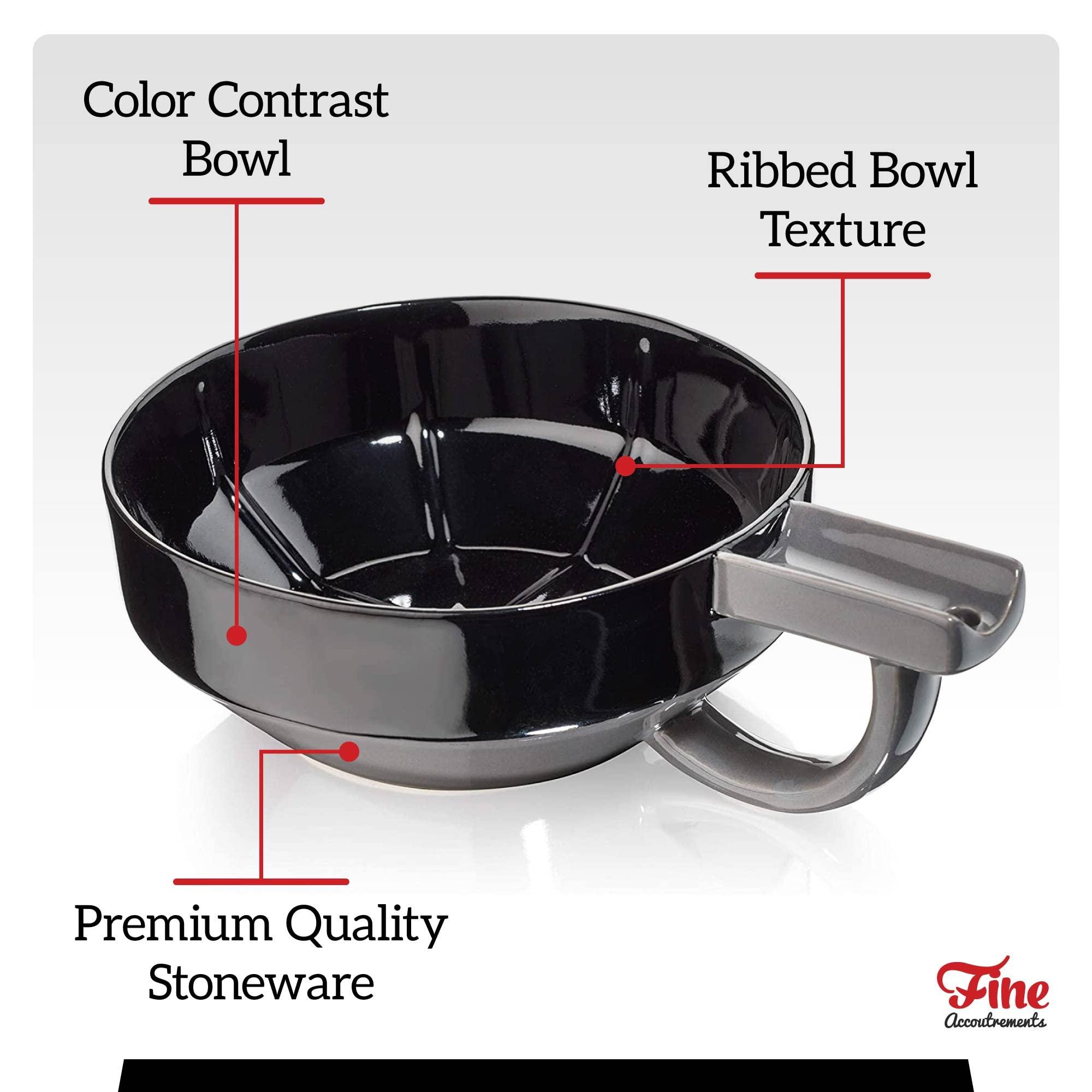 Fine Fine Mr Lather Bowl, Gentleman\'s Ceramic Shaving Cream Bowl, Aerating Ribbed Texture, Brush Holder, Wall Mount Hole, Dark Bowl for Visual Contrast, Premium Stoneware Construction (Red)