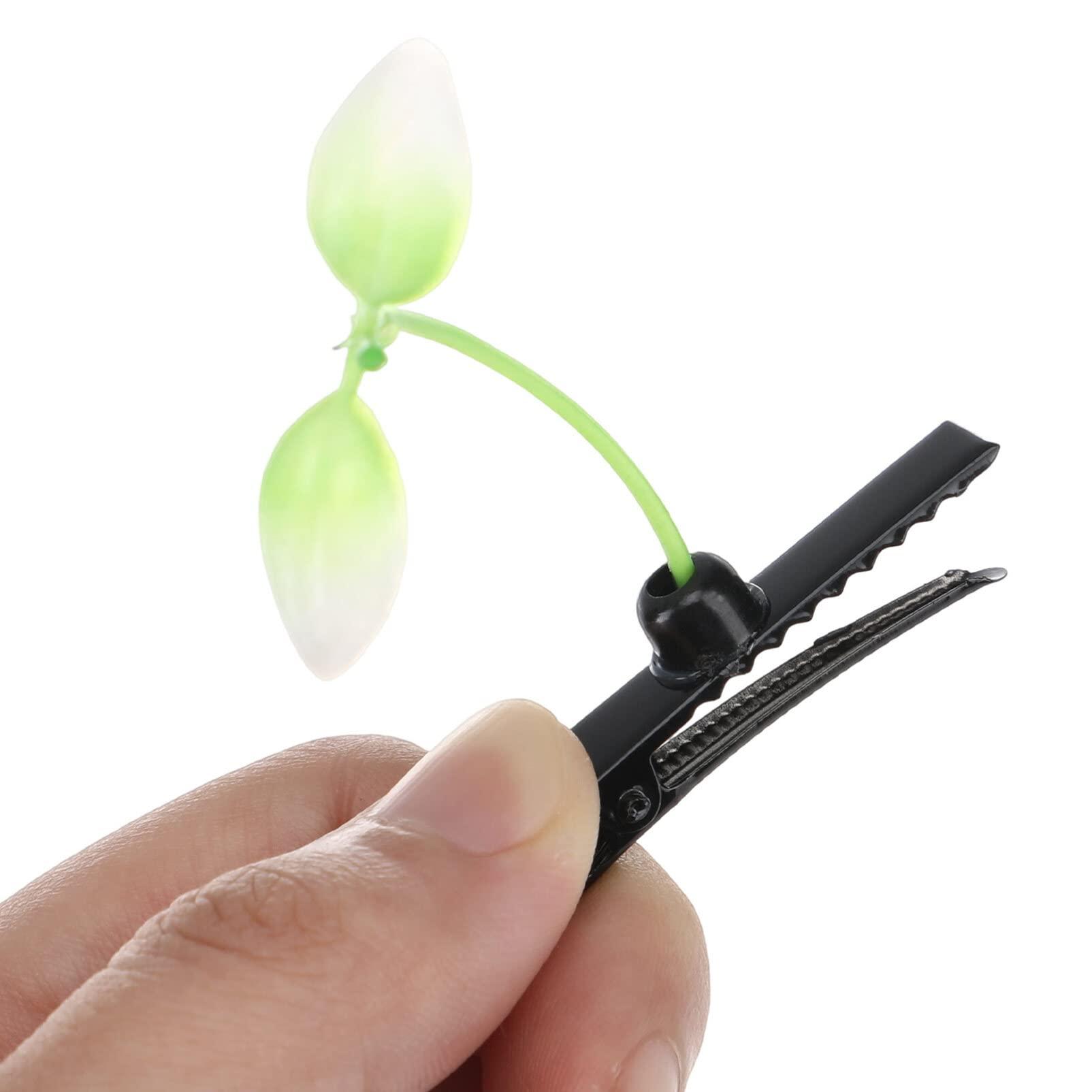 VOSAREA 50pcs bean sprouts hairpin green plant barrette leaf clips for plants bean sprout hair clips little plant hairpin metal hair clips lovely hairpin non-slip baby plastic