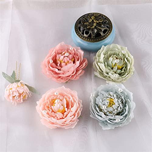 Kriccio Peony Flower Hair Clip Hanfu Hairpin Bridesmaid Pin up Flower Brooch Party Wedding Decor (one size, Light Gray-3Pcs)