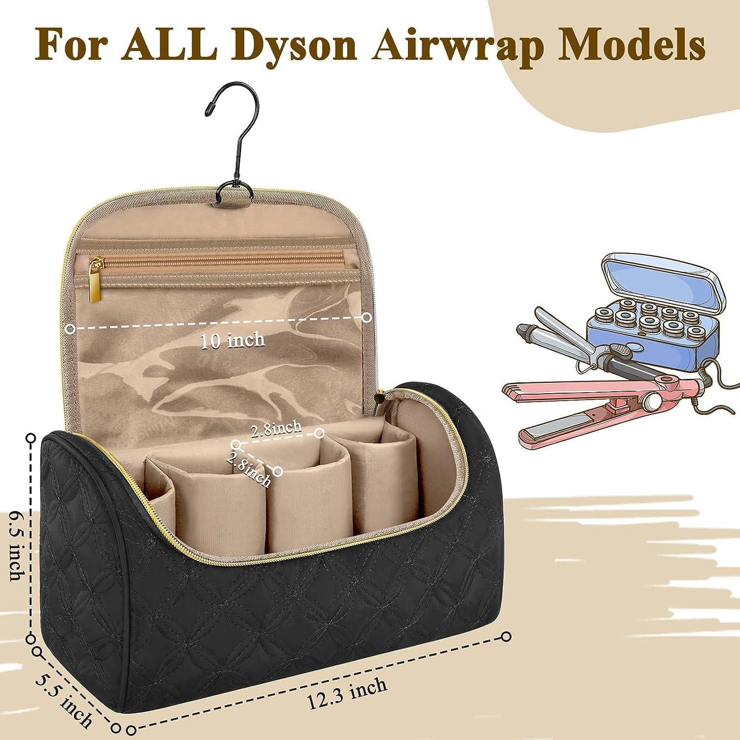 Mancro Padded Travel Case Compatible with Dyson Airwrap Complete Styler and Attachments, Portable Storage Bag with Metal Hanging Hook for Airwrap All Models, Long Barrels, Hair Curler Accessories, Blue+Black