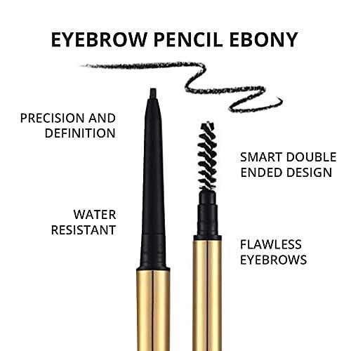 Melanie Jovanovic Eyebrow Definer Pencil | Fill in Draw Fine Lines and add volume to your Brows | Long Lasting and Waterproof | Precision Smart Double Ended Design | Mela Beauty Studio Professional Makeup (Ebony)