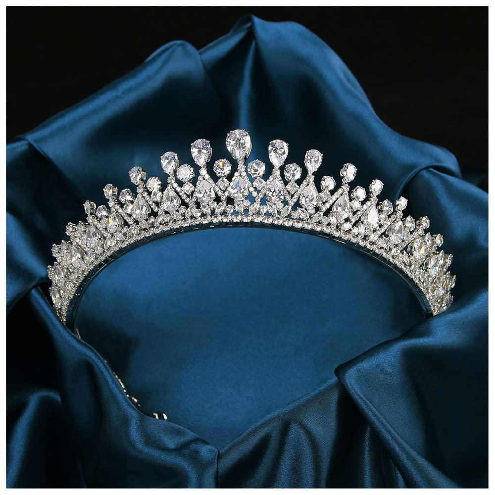 Lllunimon Lllunimon Full Cubic Zirconia Crown for Women,Classic Elegant Bridal Zircon Crowns,Shinny Hair Accessories for Wedding,Pageant, Party
