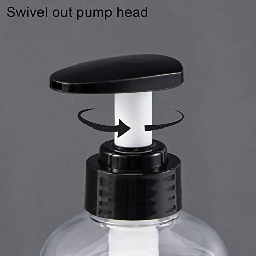 Yeeco Clear Shampoo and Conditioner Bottles,Yeeco Shampoo Pump Bottle Shampoo Bottles Dispenser with Waterproof Labels 16.9oz/500ml 3 Pack for Shampoo and ConditionerBathroom, Kitchen, Hotel