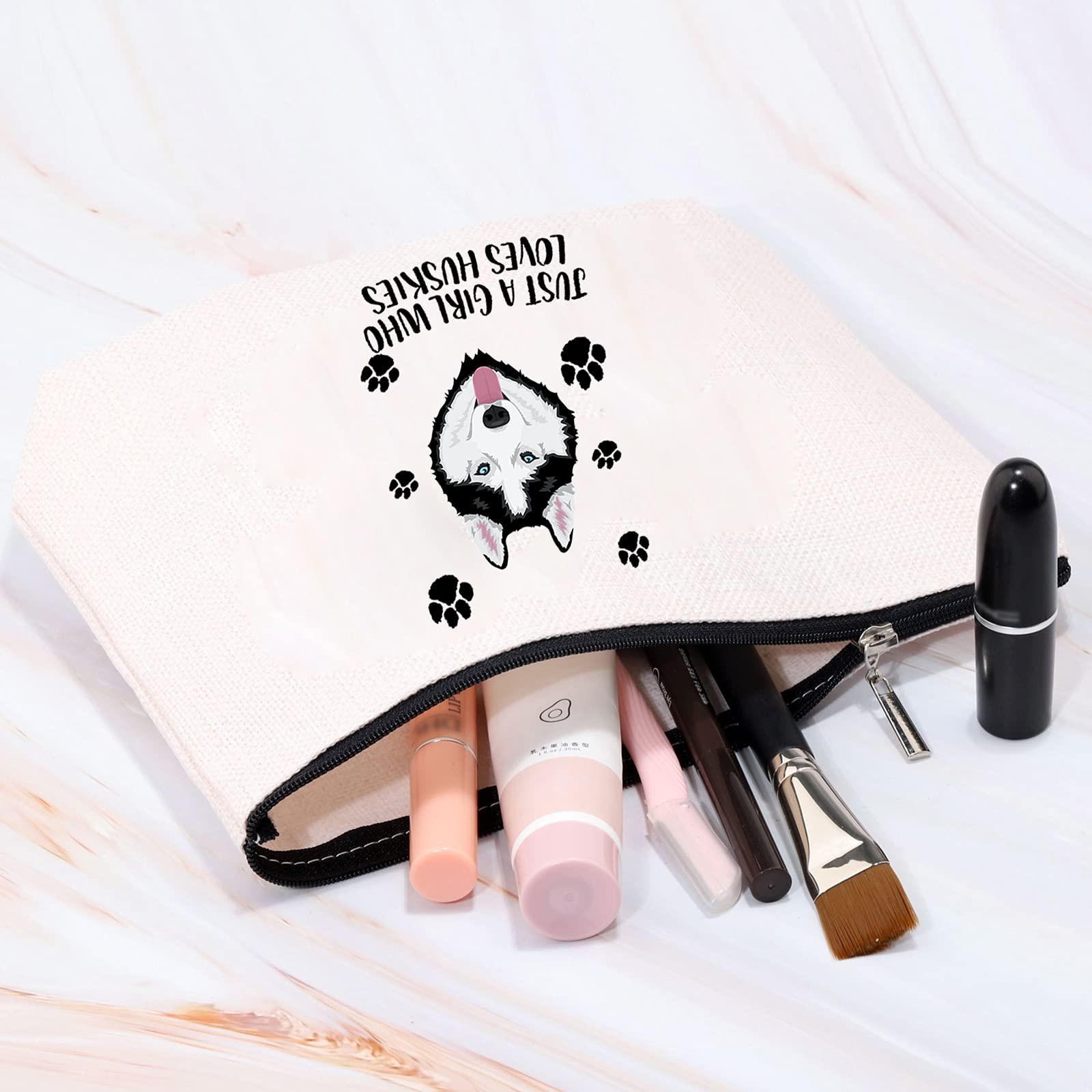 MBMSO MBMSO Husky Makeup Bag Husky Lover Gifts for Women Just a girl Who Loves Huskies Cosmetic Bag Siberian Husky Owner Gifts for Husky Mom Zipper Pouch Travel Case (Husky)