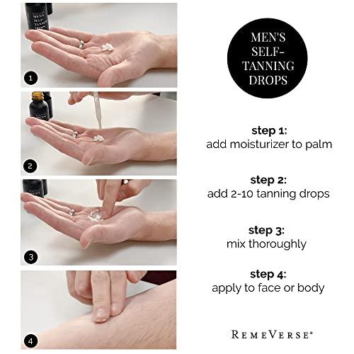 RemeVerse Men’s Self-Tanning Drops by RemeVerse: Sunless Tanner Formulated for Men to Achieve Natural-Looking Color & Even Skin Tone, 1 FL OZ.
