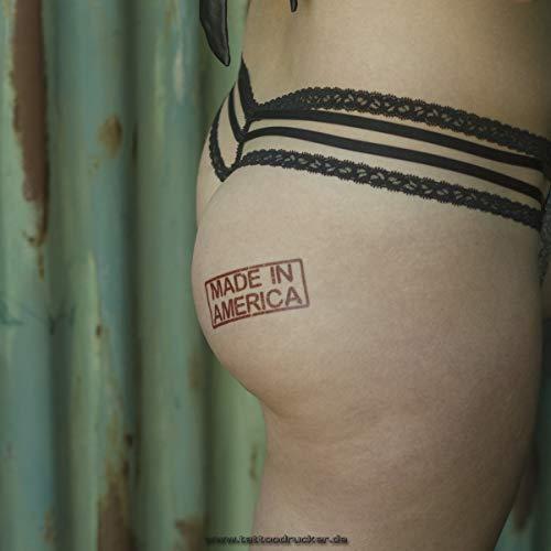 Tattoodrucker 2 x Made in America Stamp Tattoo Lettering in Black and Red - Temporary Tattoo (2)