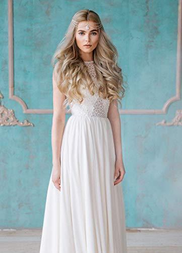 DoubleNine DoubleNine Bohemain Crystal Rhinestone Drop Pendant Tassels Head Chain Silver Headband Retro Hair Accessories Headpiece Head Dress for Women Bride Wedding (silver)